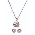 Rose Gold Large White Stone Necklace & Earrings
